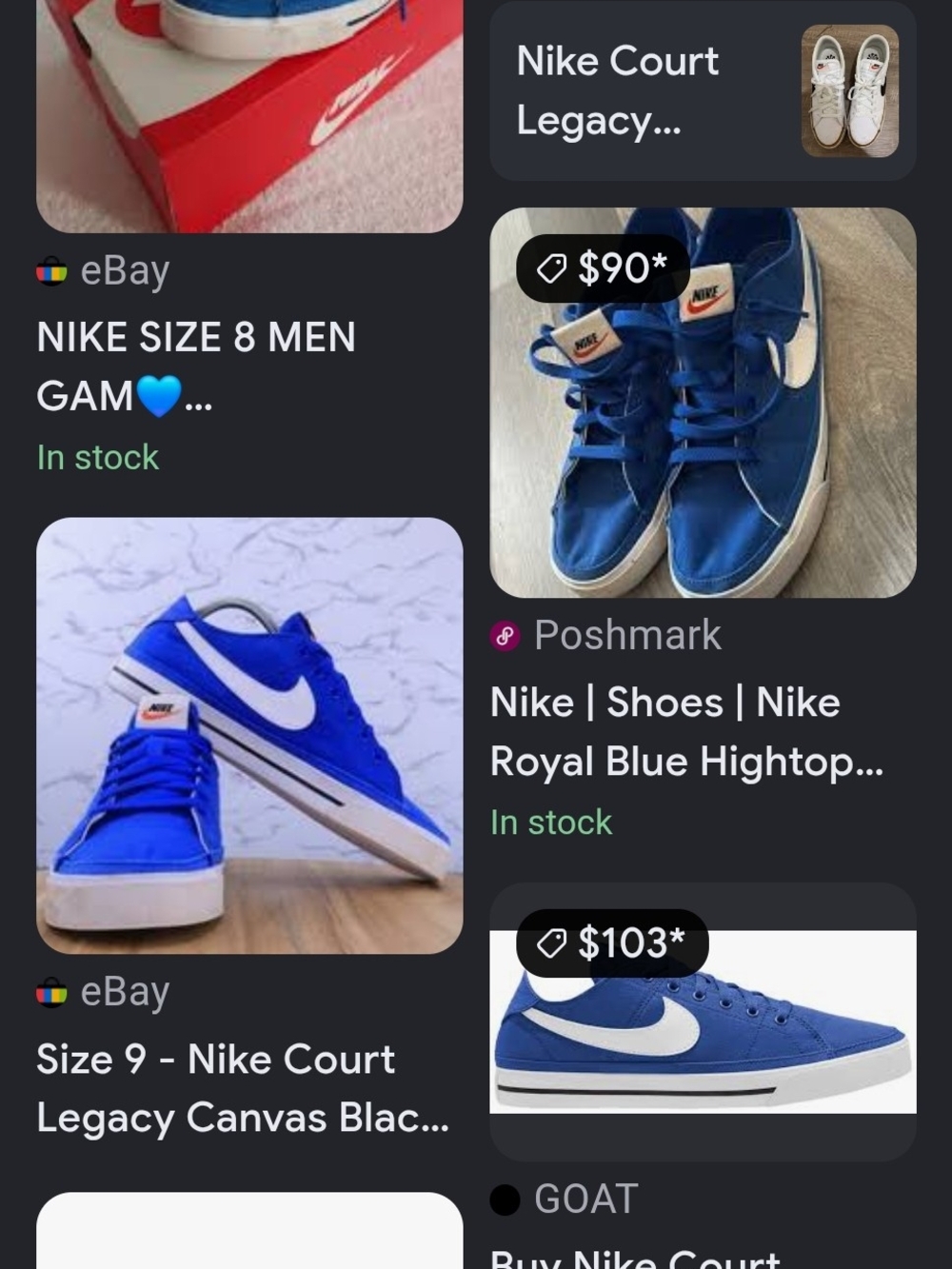 Nike Court Legacy Canvas 'Game Royal' low-top lifestyle sneakers Men Size 12 - Picture 9 of 10